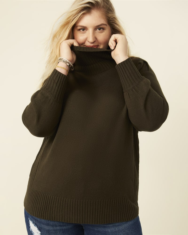 Front of plus size Elena Balloon-Sleeve Turtleneck by Molly&Isadora | Dia&Co | dia_product_style_image_id:187413